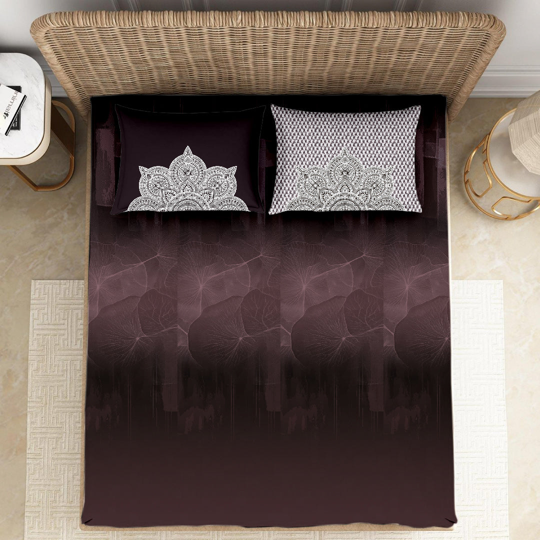 RIVERSIDE 100% Cotton KING Size Bedsheet, 250 TC, MAROON.