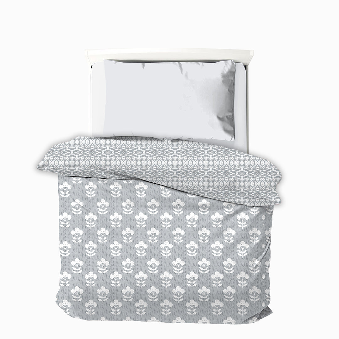 Comfy Cotton Single Size Reversible AC Blanket / Dohar - GREY