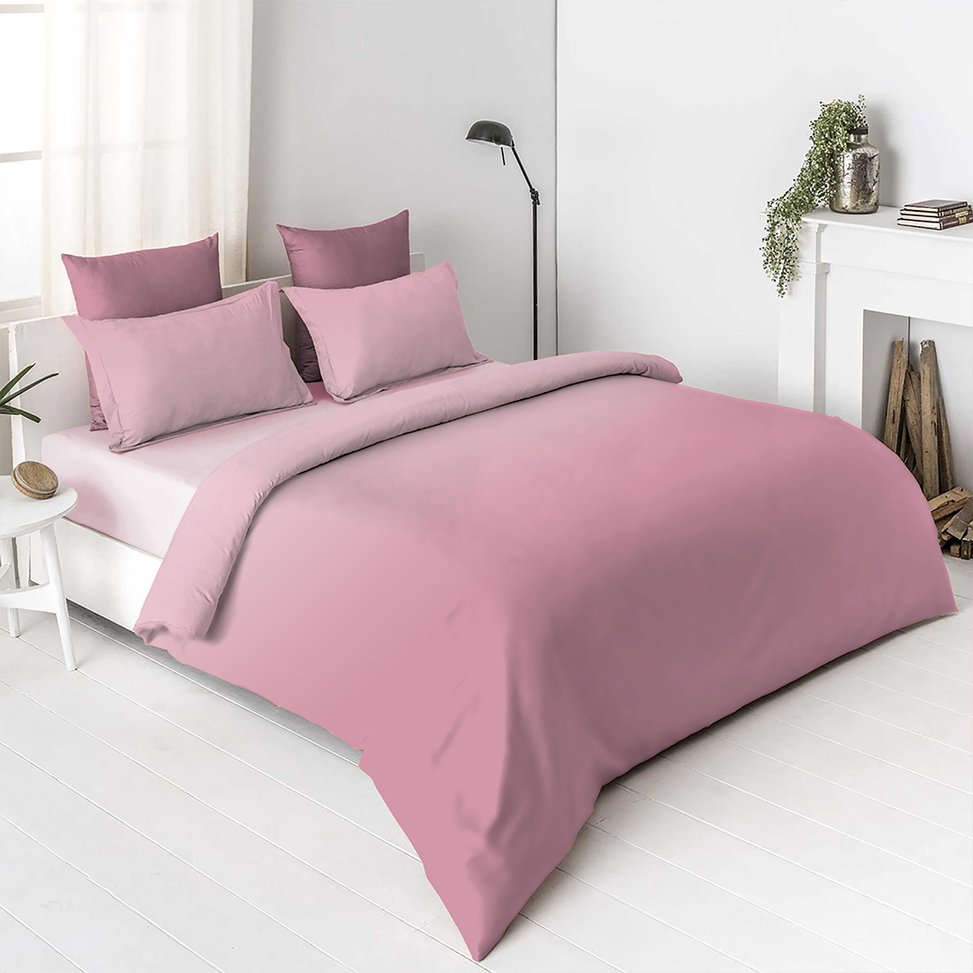 OMBRE 100% Cotton King Size Bedsheet, 250 TC, DRY ROSE.