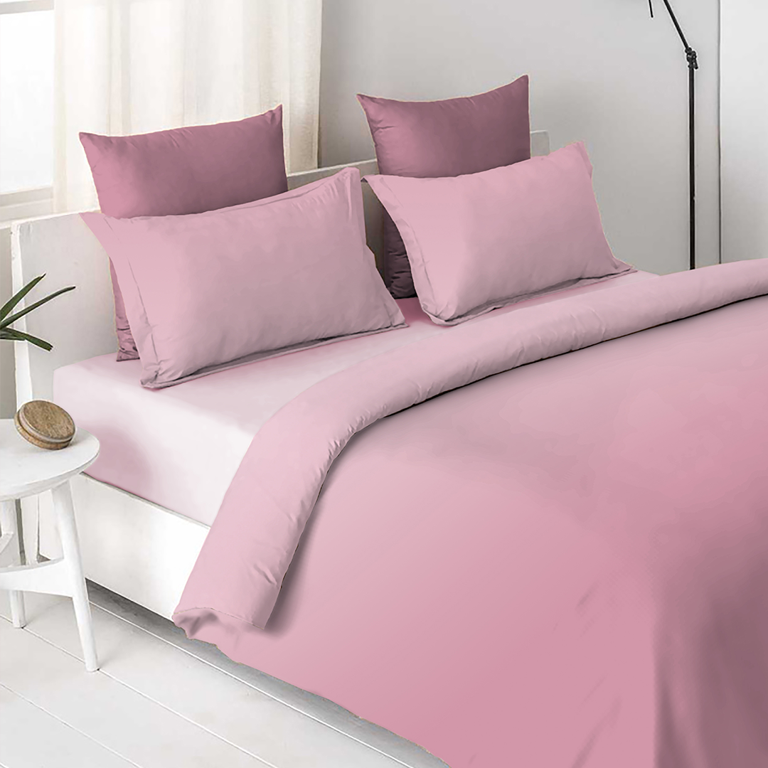 OMBRE 100% Cotton King Size Bedsheet, 250 TC, DRY ROSE.