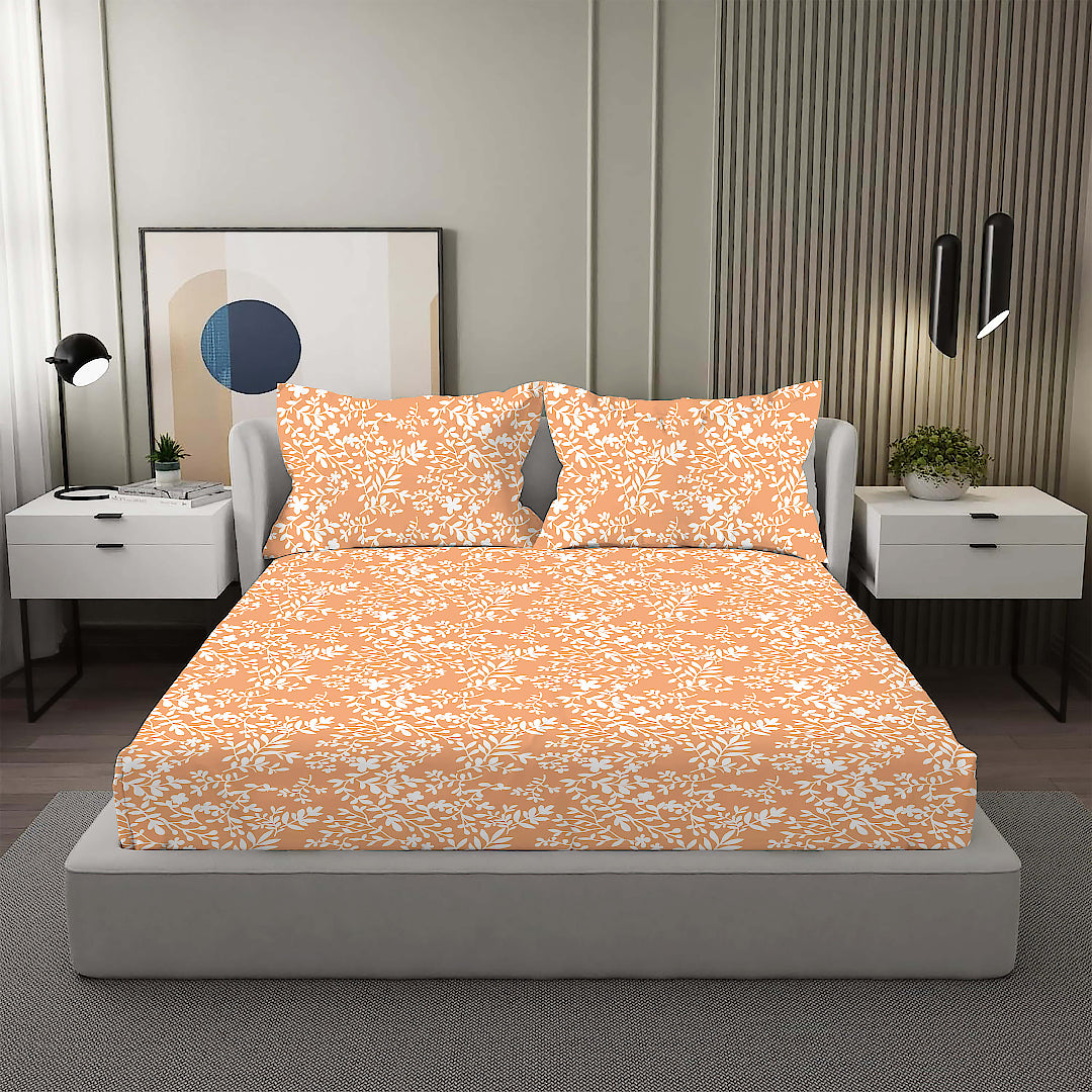 AURA 100% Cotton CVC King Size Bedsheet, 800 TC, ORANGE