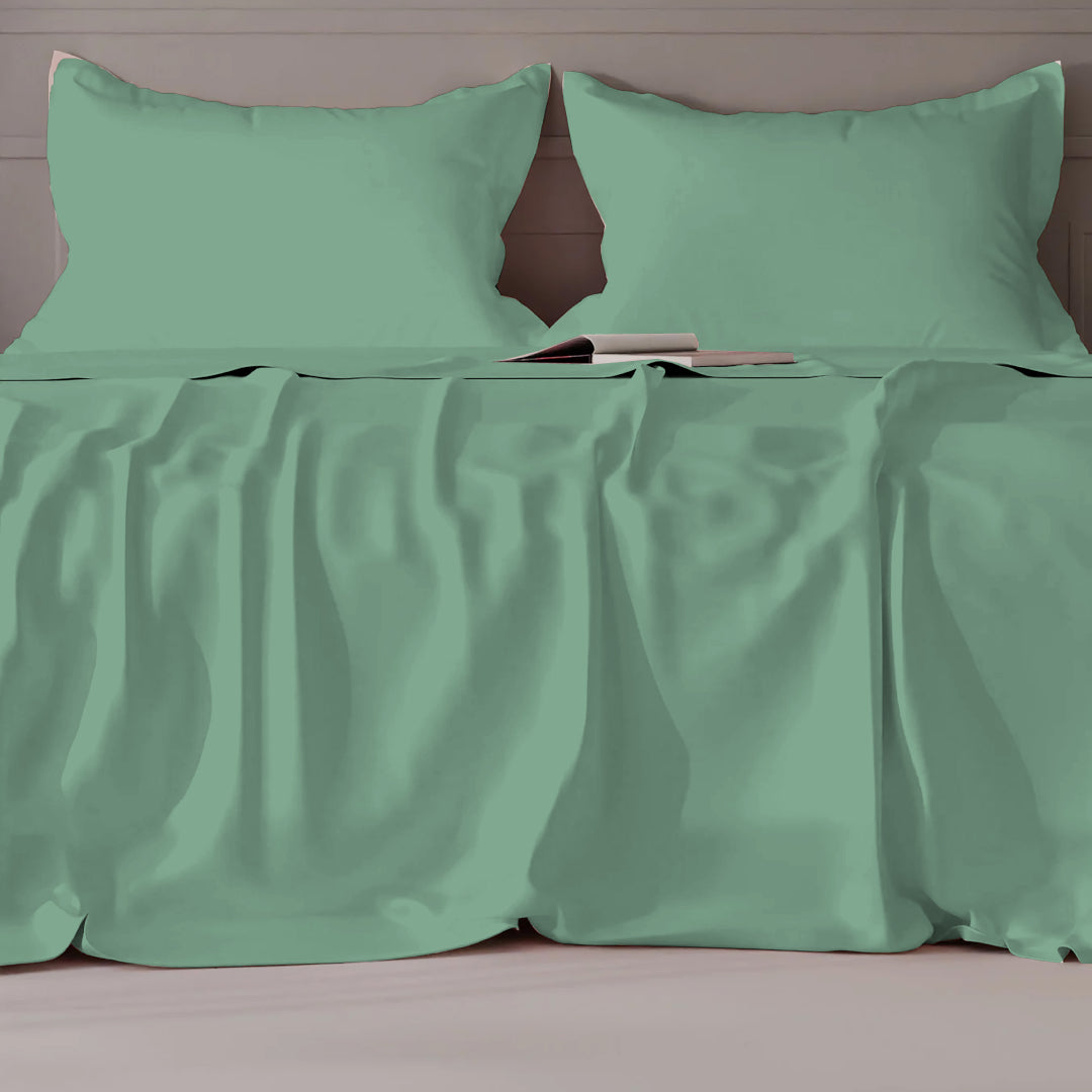 PASTELS 100% Cotton KING Size Bedsheet, 300 TC, GREEN