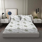 AURA 100% Cotton CVC King Size Bedsheet, 800 TC,OFFWHITE/GREEN