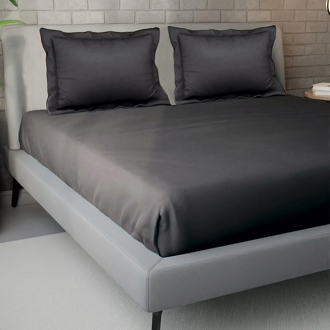 PASTELS 100% Cotton KING Size Bedsheet, 300 TC,CHARCOAL GREY