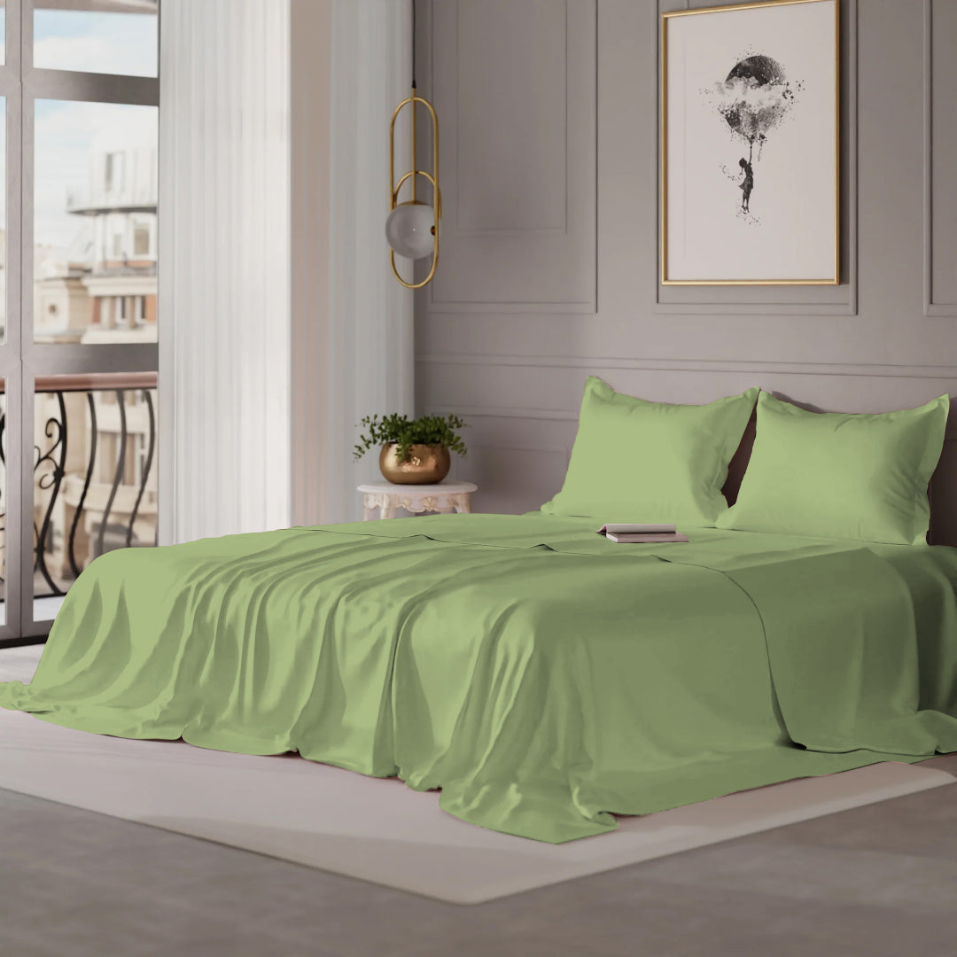 PASTELS 100% Cotton KING Size Bedsheet, 300 TC,AQUA GREEN