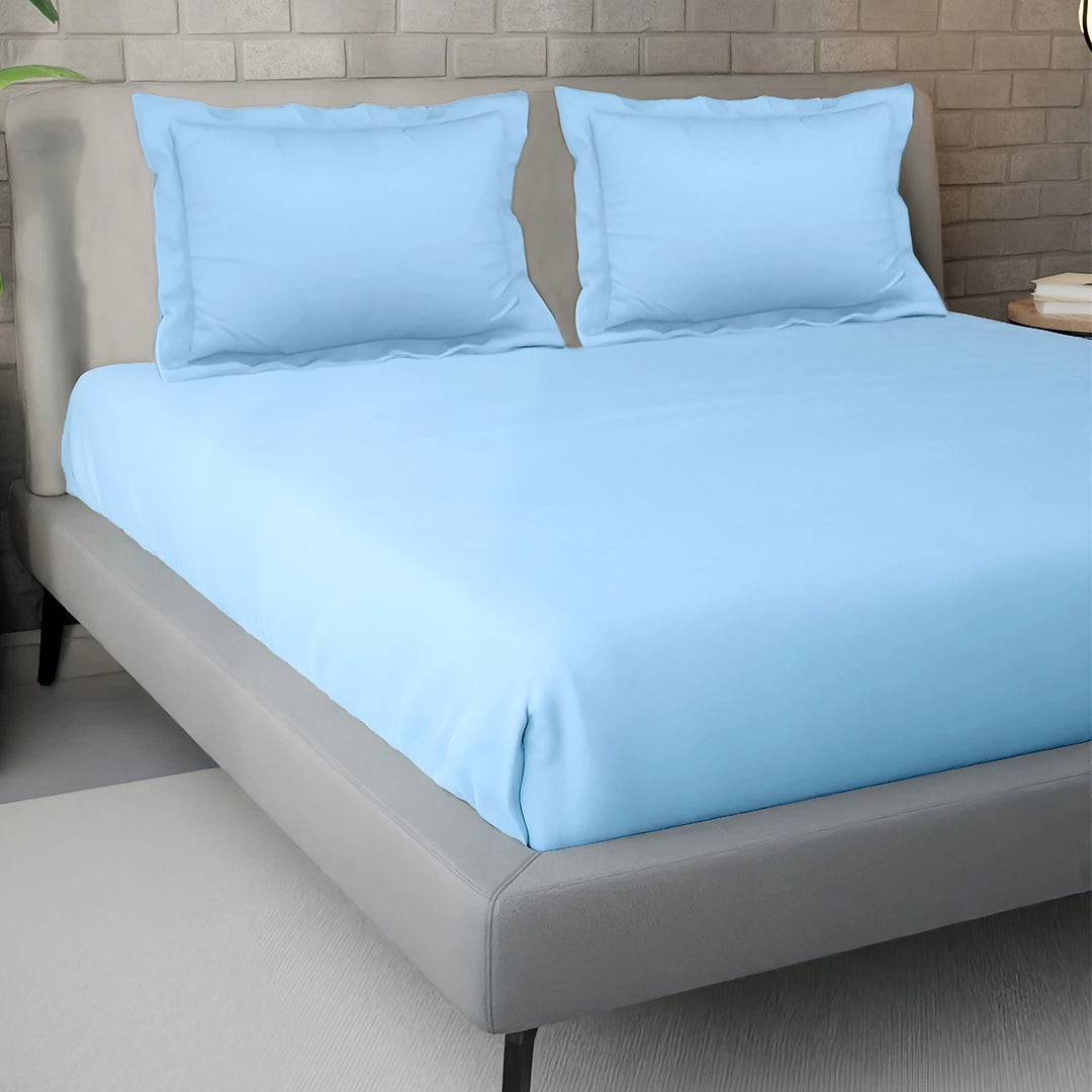 PASTELS 100% Cotton KING Size Bedsheet, 300 TC,SKY BLUE