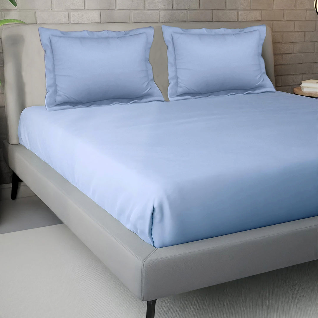 PASTELS 100% Cotton KING Size Bedsheet, 300 TC, BLUE