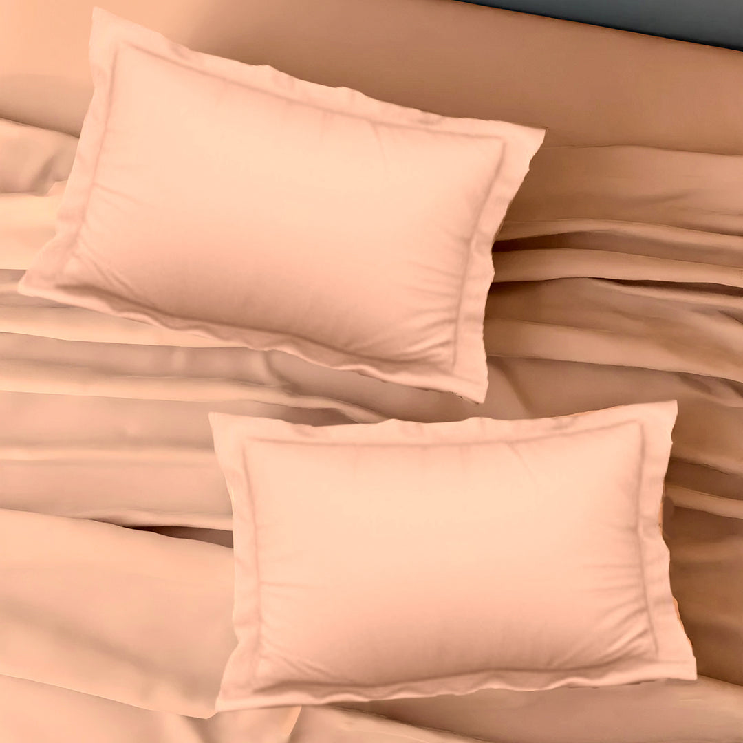 PASTELS 100% Cotton Queen Size Bedsheet, 300 TC,APRICOT