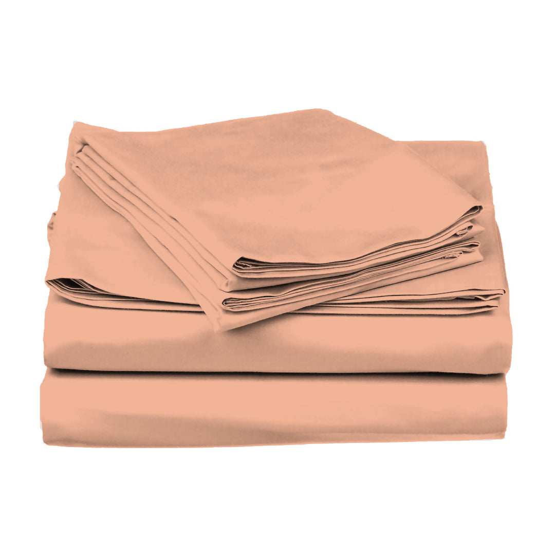 PASTELS 100% Cotton Queen Size Bedsheet, 300 TC,APRICOT