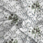 AURA 100% Cotton CVC King Size Bedsheet, 800 TC,OFFWHITE/GREEN