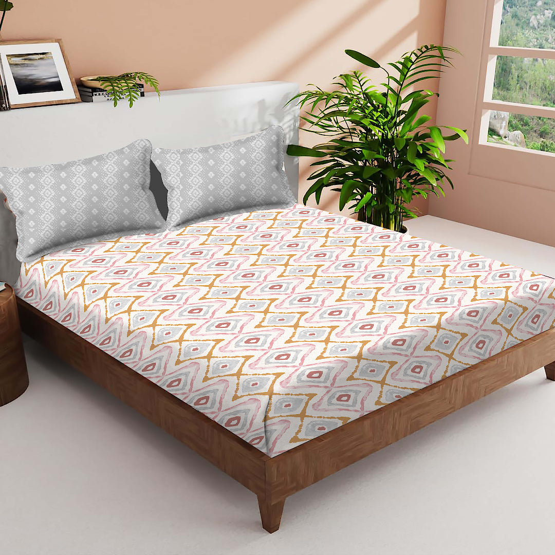 CROWN 100% Cotton KING Size Bedsheet, 180 TC, CREAM