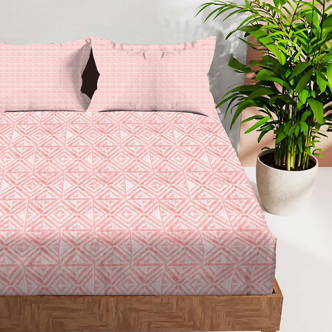 CROWN 100% Cotton KING Size Bedsheet, 180 TC, ABSOULTE PINK