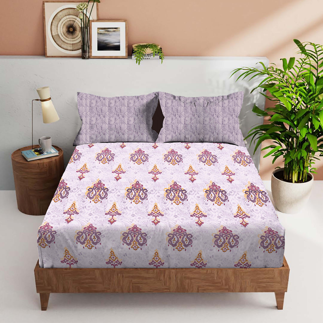 FOREVER100% Cotton QUEEN Size Bedsheet,140 TC, VIOLET