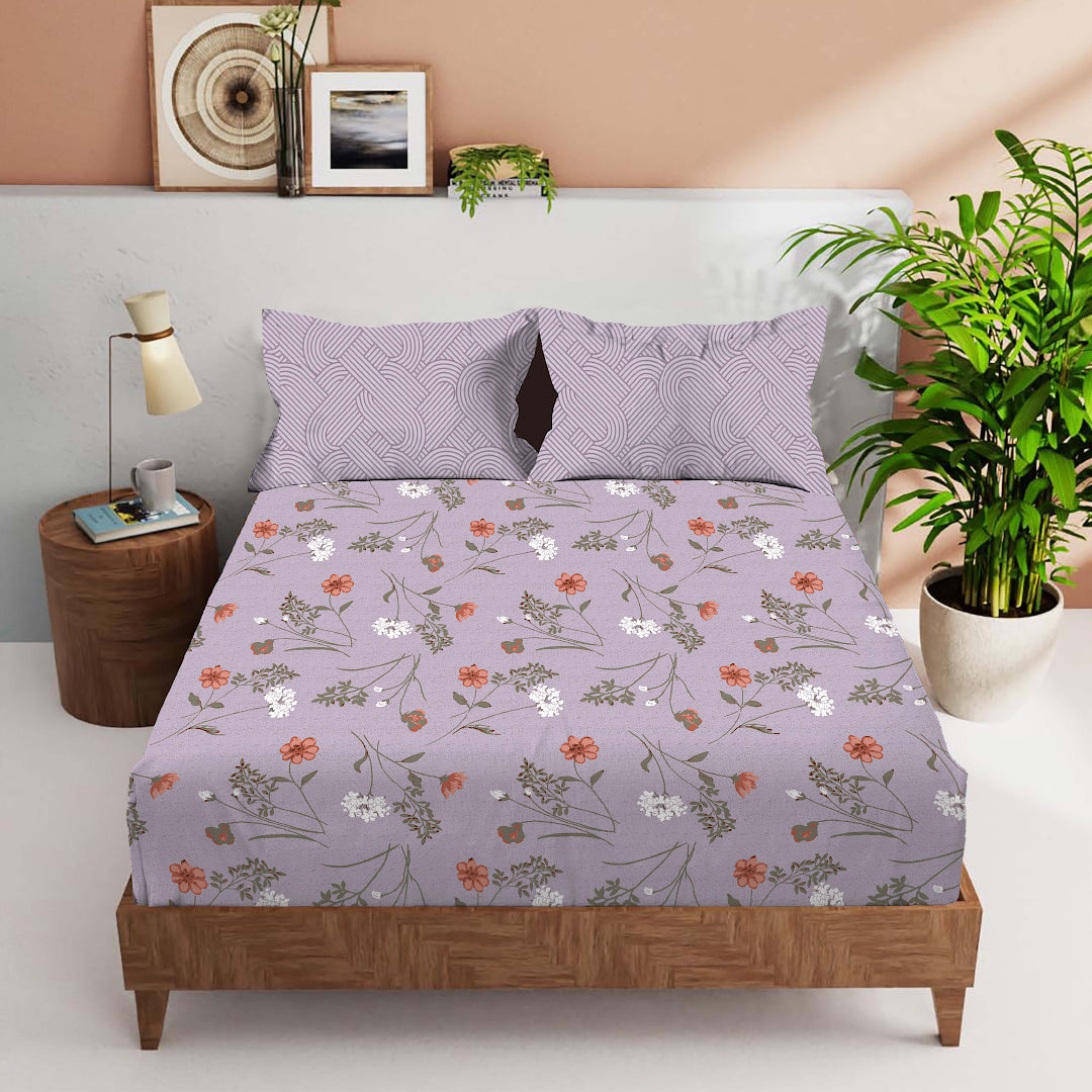 FOREVER100% Cotton QUEEN Size Bedsheet,140 TC,VIOLET