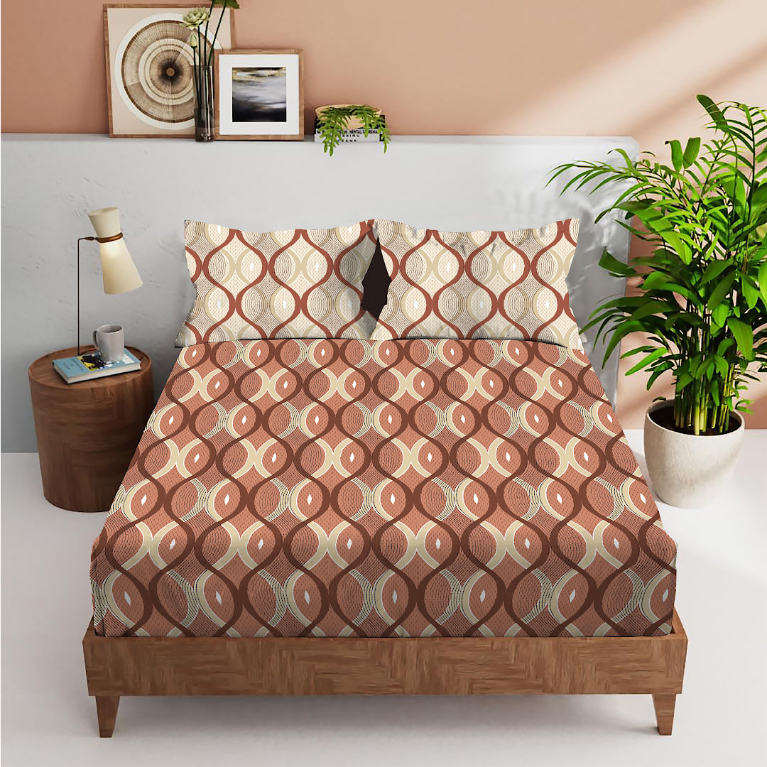 FOREVER100% Cotton QUEEN Size Bedsheet,140 TC, BROWN/RUST