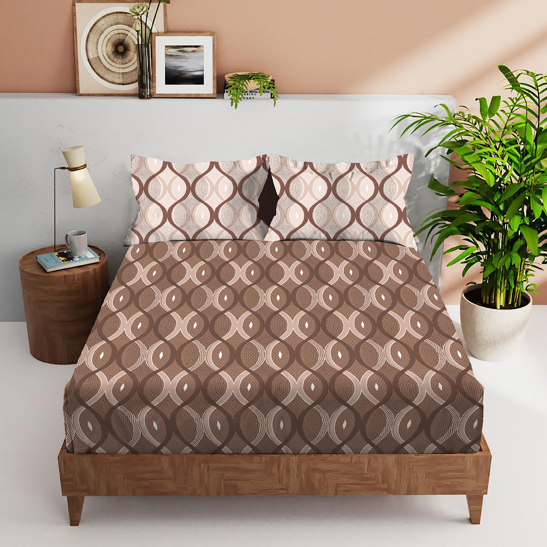 FOREVER100% Cotton QUEEN Size Bedsheet,140 TC,BROWN