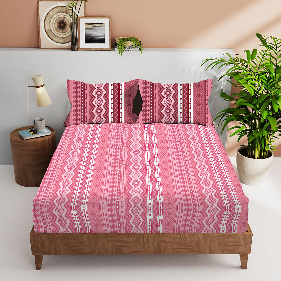 FOREVER100% Cotton QUEEN Size Bedsheet,140 TC,PINK