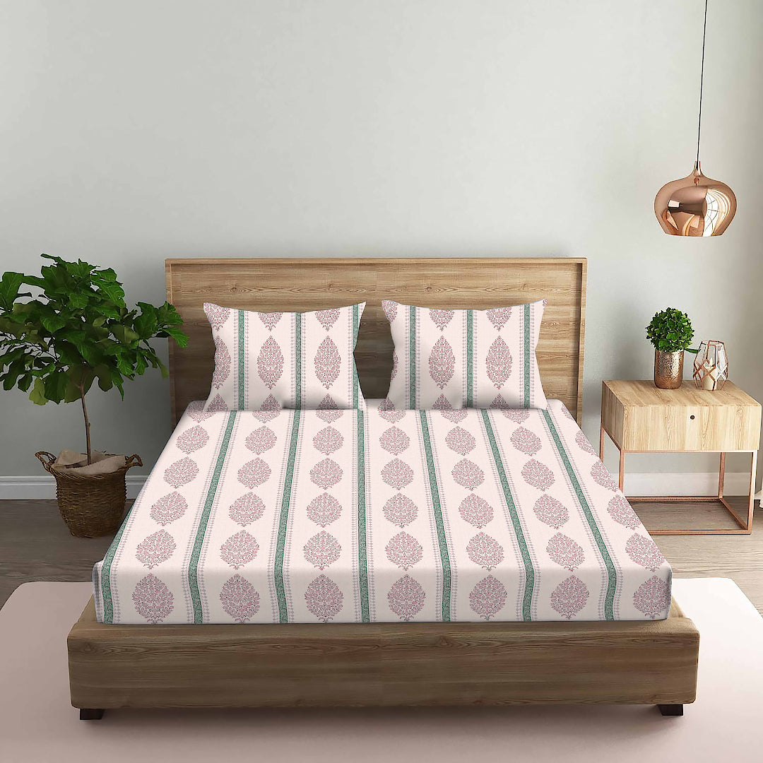 FOREVER100% Cotton QUEEN Size Bedsheet,140 TC,LIGHT PINK