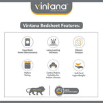 AURA 100% Cotton CVC King Size Bedsheet, 800 TC,OFFWHITE/GREEN