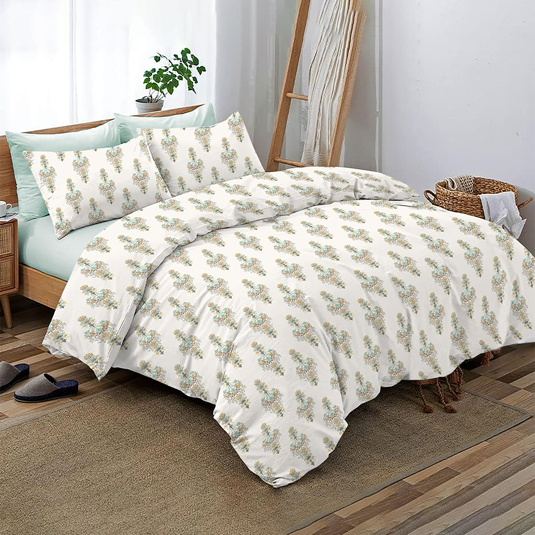 JAZZ 100% Cotton Queen Size Bedsheet, 160 TC, GREEN