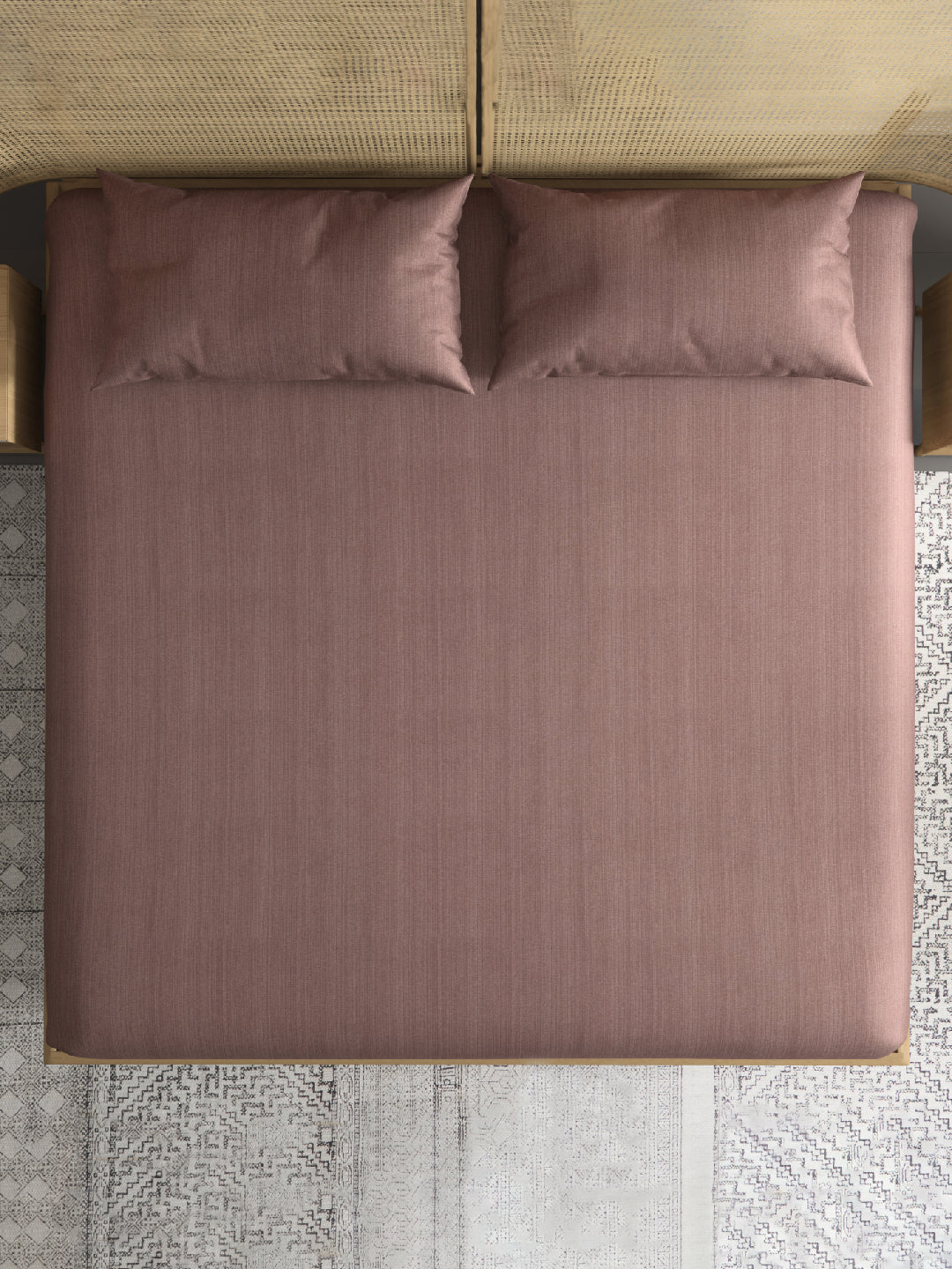 TEXTURE 100% Cotton King Size Bedsheet, 250 TC, RUST.