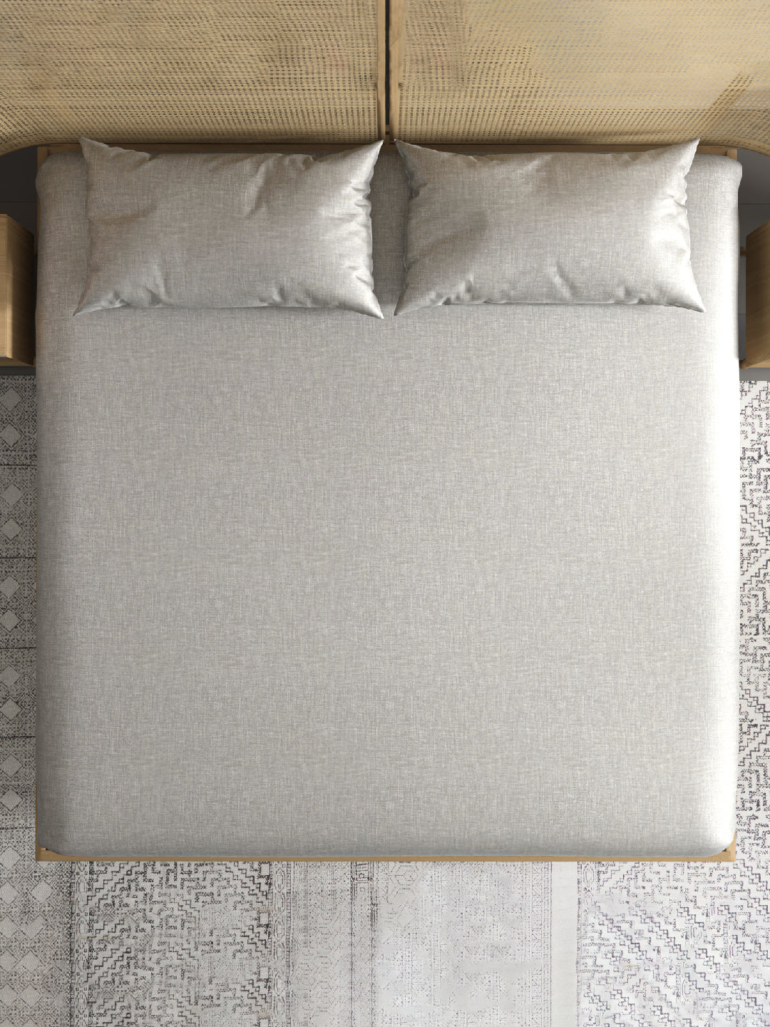 TEXTURE 100% Cotton King Size Bedsheet, 250 TC, LIGHT GREY.