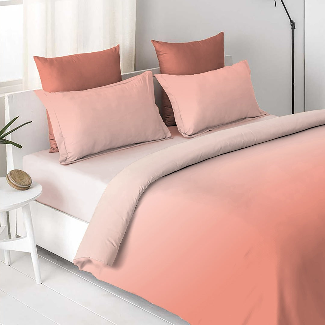 OMBRE 100% Cotton King Size Bedsheet, 250 TC, SUNBURN.