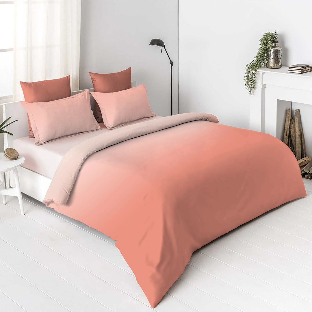 OMBRE 100% Cotton King Size Bedsheet, 250 TC, SUNBURN.