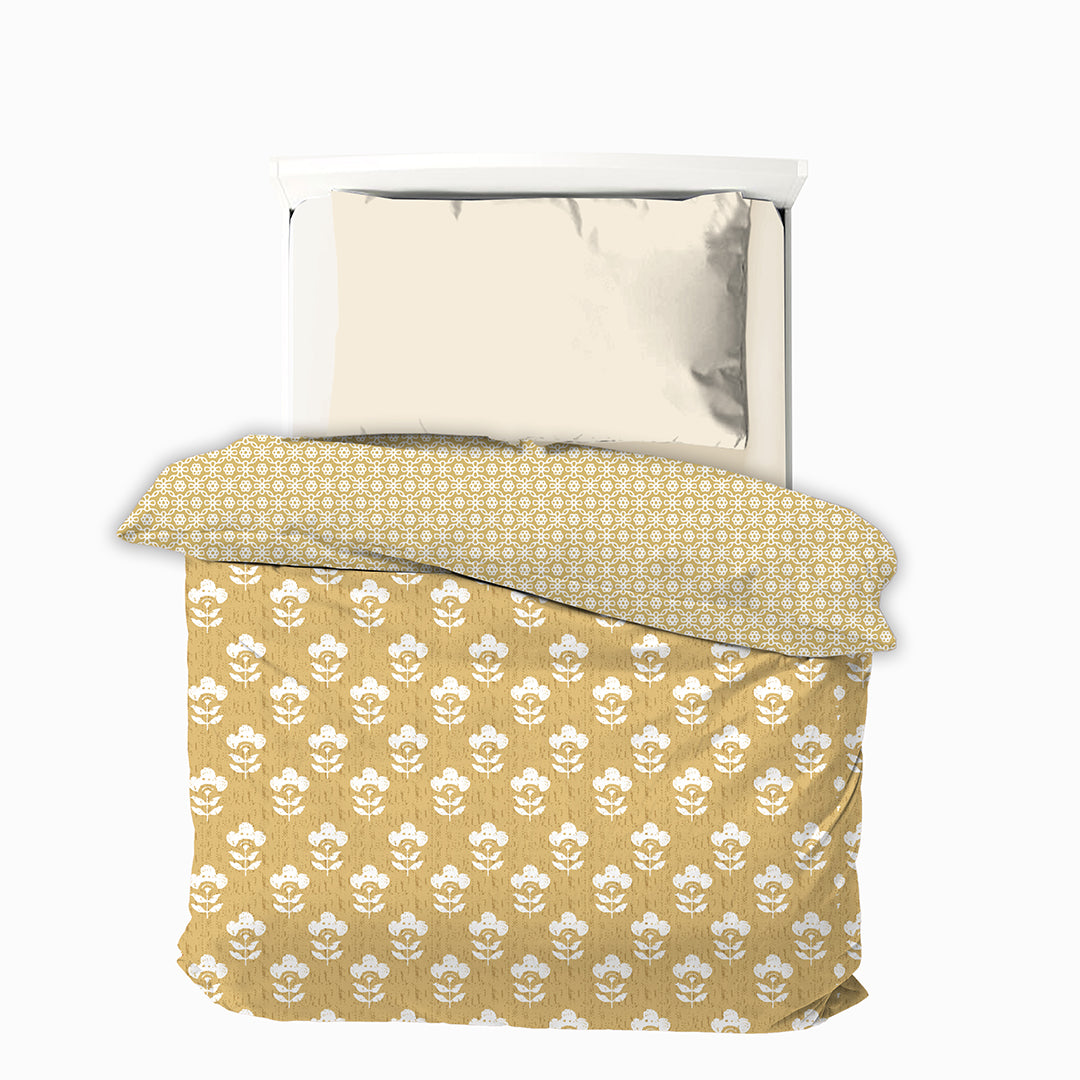 Comfy Cotton Single Size Reversible AC Blanket / Dohar - YELLOW