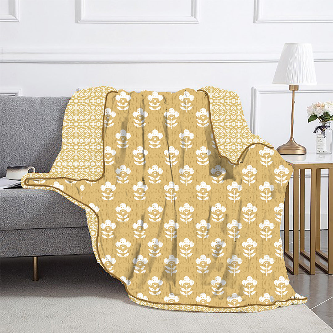 Comfy Cotton Single Size Reversible AC Blanket / Dohar - YELLOW