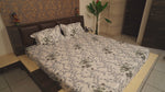 AURA 100% Cotton CVC King Size Bedsheet, 800 TC,OFFWHITE/GREEN